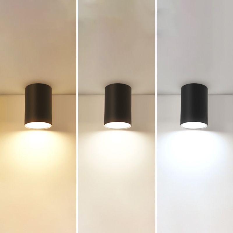 Zwarte 1-lichts plafondinbouwlamp Moderne stijl cilinder aluminium inbouwlamp