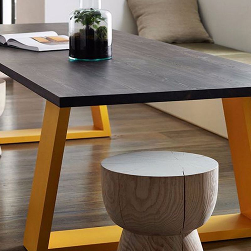 Mesa de comedor rectangular mesa de madera maciza de lujo con base de pedestal doble