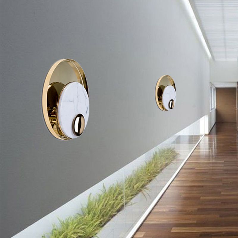 Peacock Tail Feather Wall SCONCE Designer Marmeren woonkamer LED VLOK Mount in zwart/wit en goud