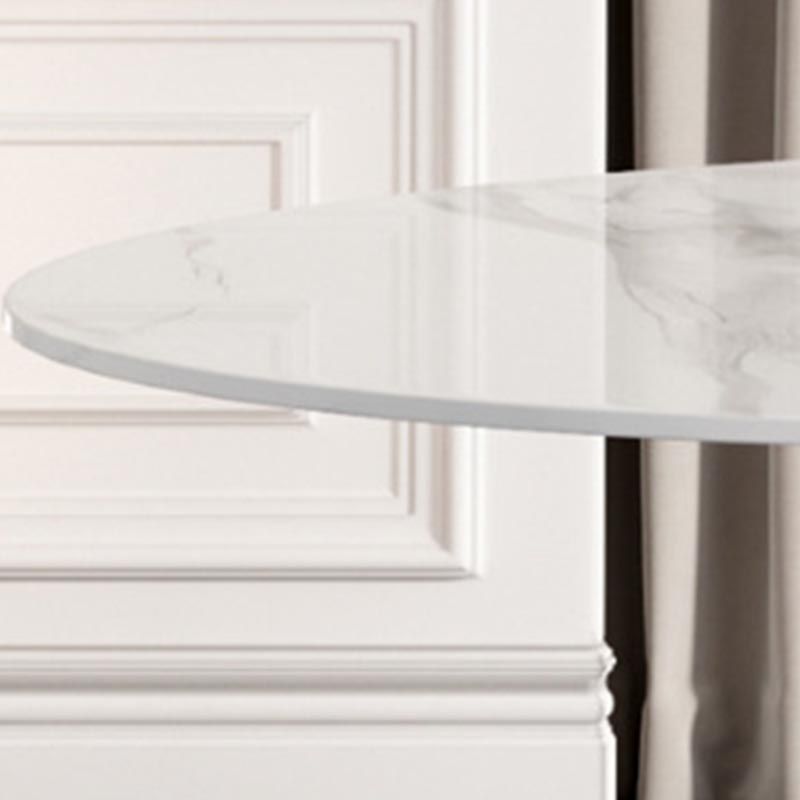 Modern Round Stone Table Standard Height Dining Room Table with Pedestal Base