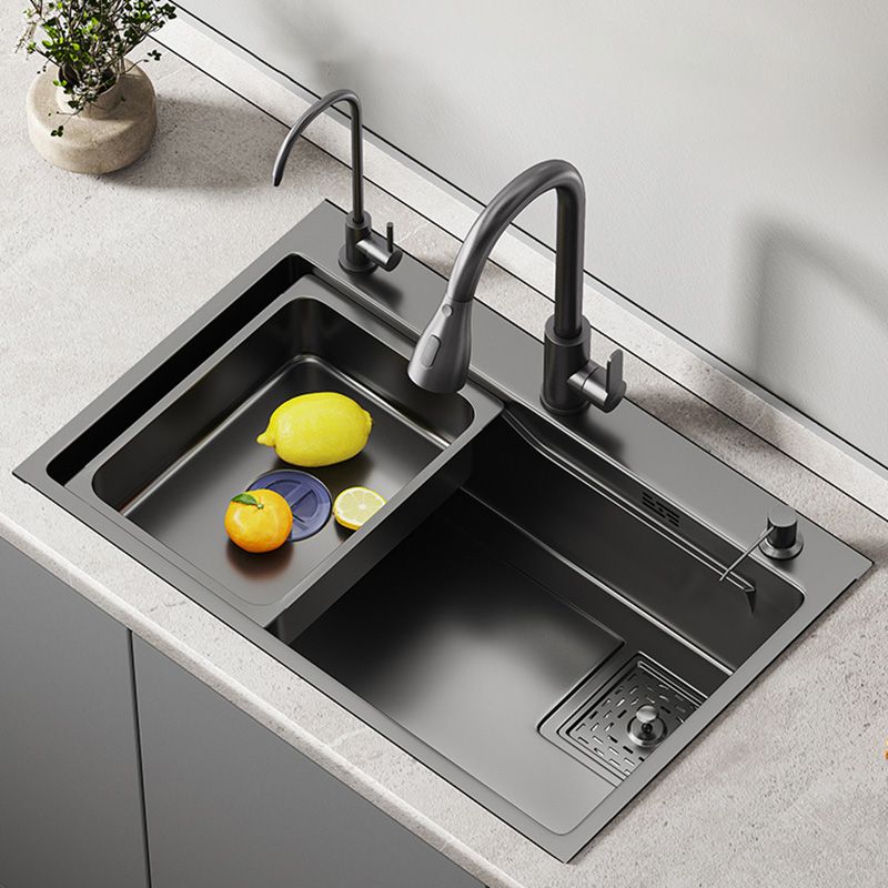 Black Stainless Steel Kitchen Sink Single Bowl Sink with Soap Dispenser