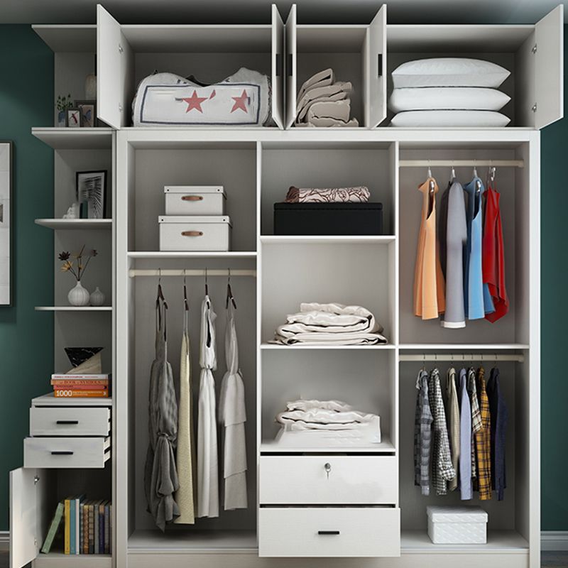 Sliding Wardrobe Armoire White Engineered Wood Wardrobe Closet