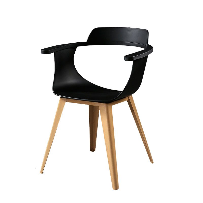 Modern Open Back Side Chair Plastic Arm Chair with Metal Base for Dining Room