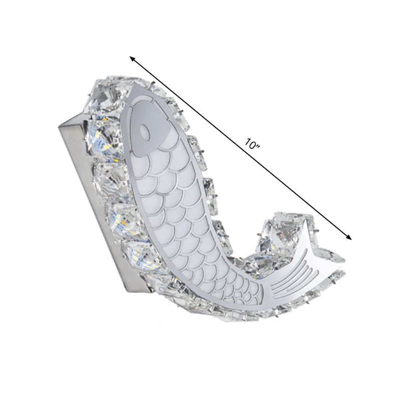 Lámpara de pared de noche LED Media montada en la pared cromada de pared cromada con sombra de bloque de cristal de carpas