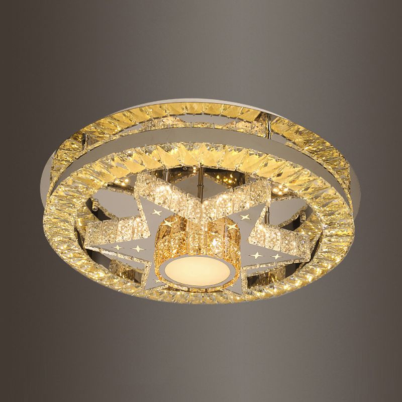 Clover/Star dormitorio semi iluminación de semi modernismo cristal cromo led descarga de techo de techo