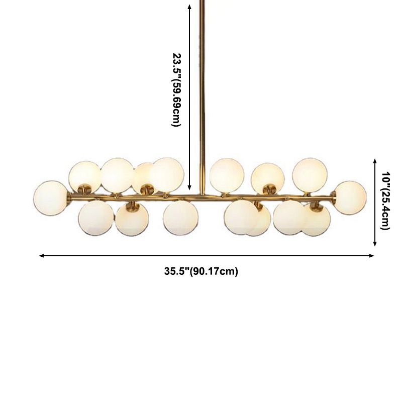 Luce a soffitto sferico dell'isola contemporanea in vetro oro isola a sospensione Luce