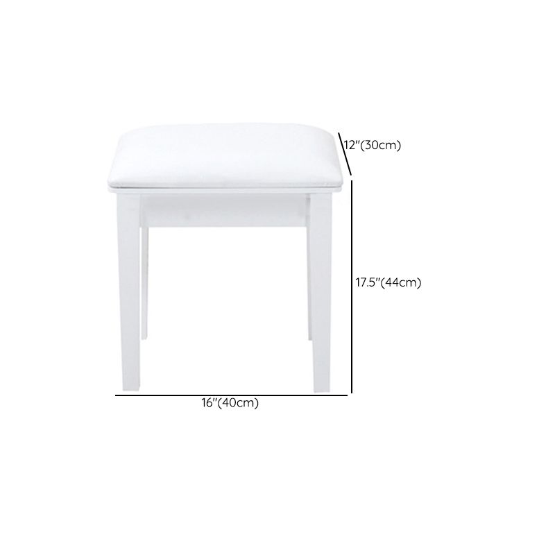 Flip Single Mirror Vanity Desk Double Drawers Straight Feet Dresser in White