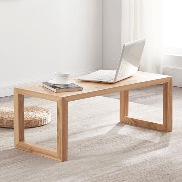 Scandinavian Solid Wood Coffee Table with Sled Base Cocktail Table