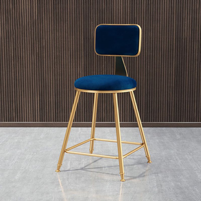 Nordic Glam Bar Stool Round Bar Stool for Home with Metal Legs