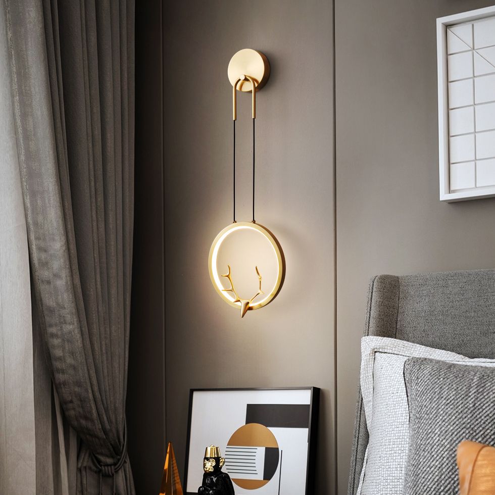 1-Licht Metall zeitgenössische Wandleuchte Antlers Schaftlampe für Schlafzimmer
