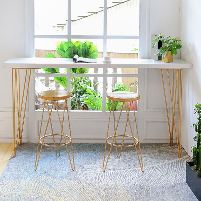 Glam Style Rectangle Bar Table White Colour Bar Dining Table with 4 Legs