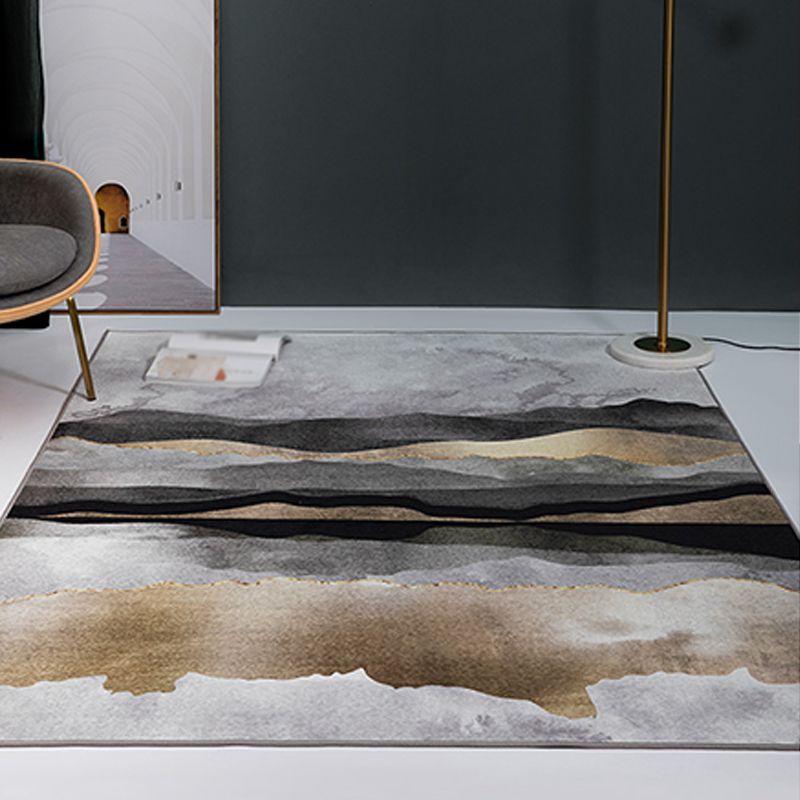 Grijze tonen wasbaar tapijt trendy polyester gebied tapijt vlekbestendig tapijt voor woonkamer