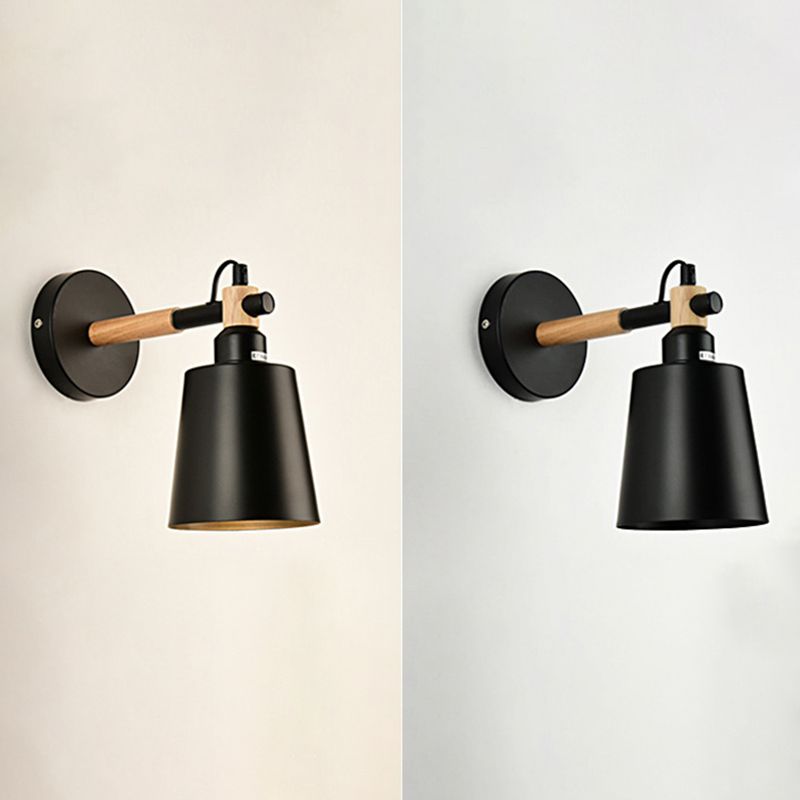 Wrought Iron Macaron Wall Lamp in Modern Artistic Style Wooden Dome Wall Light for Interior Spaces