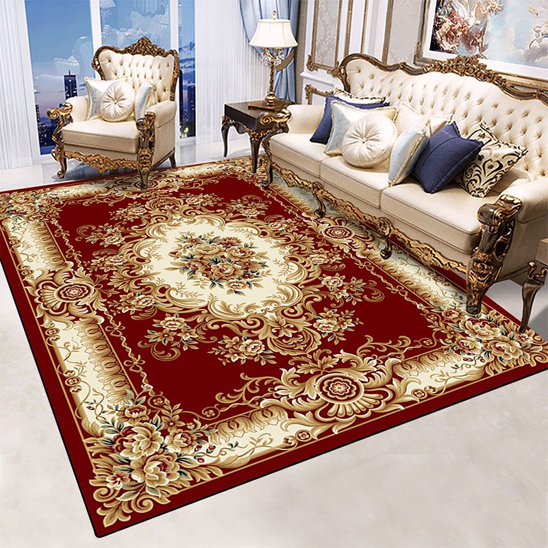 Gold Retro Carpet Polyester Graphic Carpet Stain Resistant Carpet for Living Room