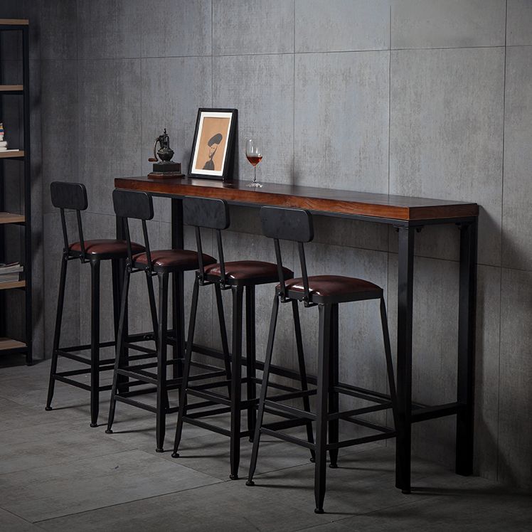 Industrial Rectangle Bar Table Set 1/5 Pieces Solid Wood Counter Table for Indoor