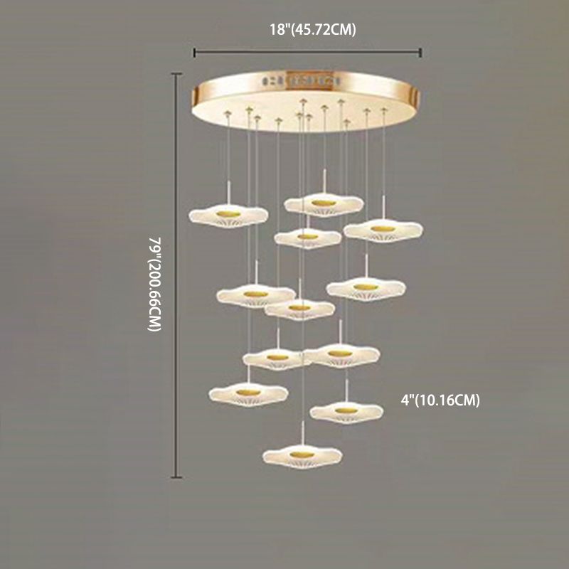 Modern Multiple Lotus Leaf  Shaped Shade Pendant Light  Acrylic Long Hanging Lamp  for Living Room
