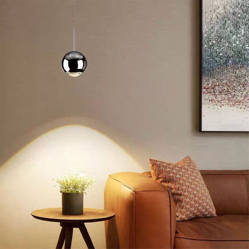 Luce sferica a sospensione dell'illuminazione in stile postmoderno in metallo 1 luci lampada a sospensione per camera da letto