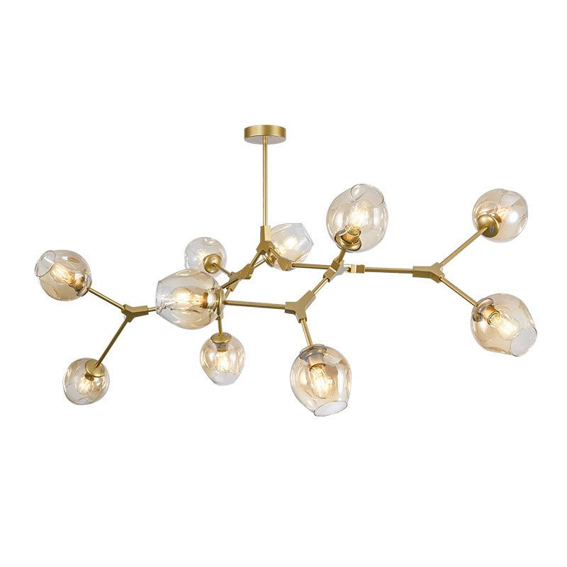 Apparecchi di illuminazione del lampadario ramificati Luce di sospensione in vetro moderno per soggiorno
