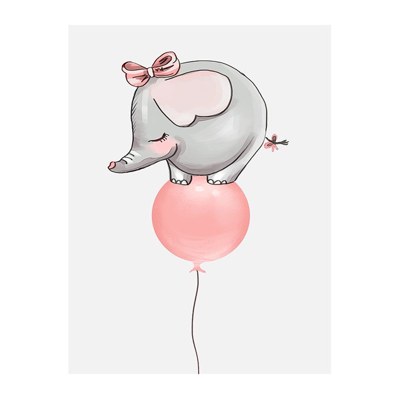 Pink Elephant on Balloon Canvas Print Decorative Modern for Kids Room Wall Art Decor