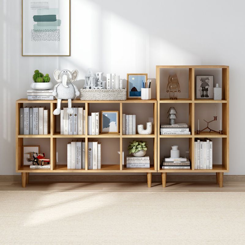 Modern Style Solid Wood Bookshelf Open Back Bookcase with Shelves
