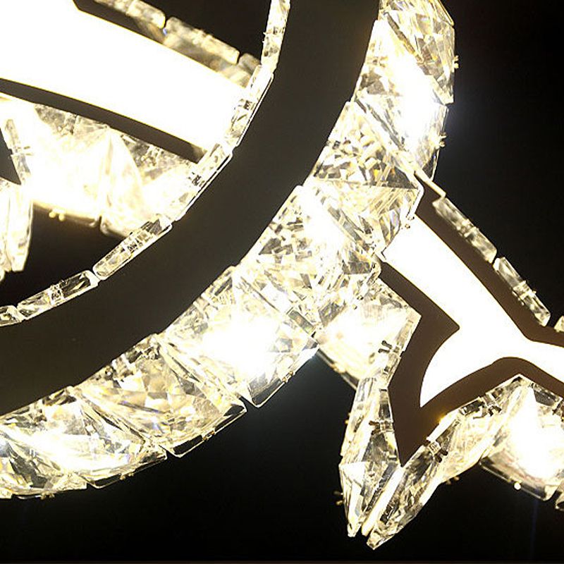 Delphin -Kronleuchter -Beleuchtung zeitgenössischer Kristall -LED -Chromleuchte in Weiß/warmem/natürlichem Licht