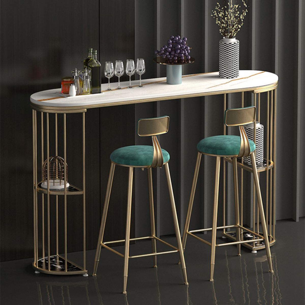 Scandinavian Counter-height Stool Round Velvet Counter Stool for Living Room