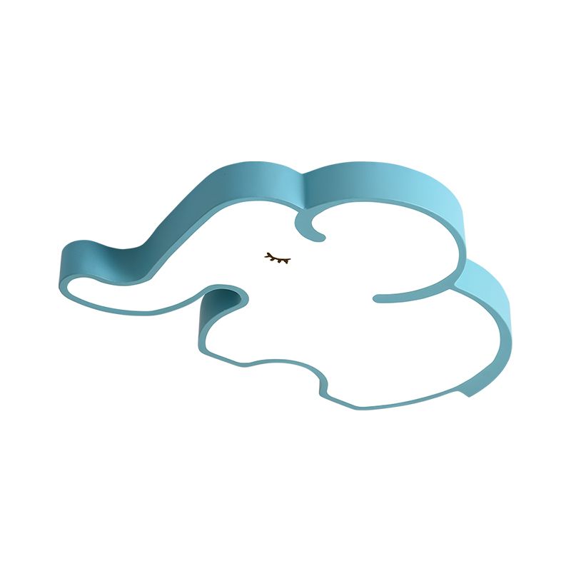 Led Bedroom Close to Ceiling Lamp Nordic Blue/White Flush Fixture with Elephant Acrylic Shade