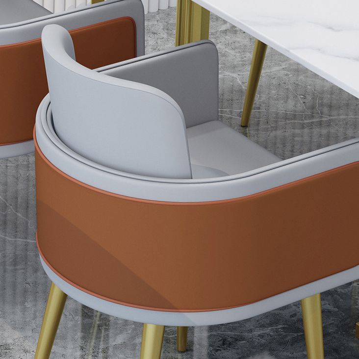 Modern Sintered Stone Top Standard Dining Set White Rectangle Shape Dining Set with Double Pedestal