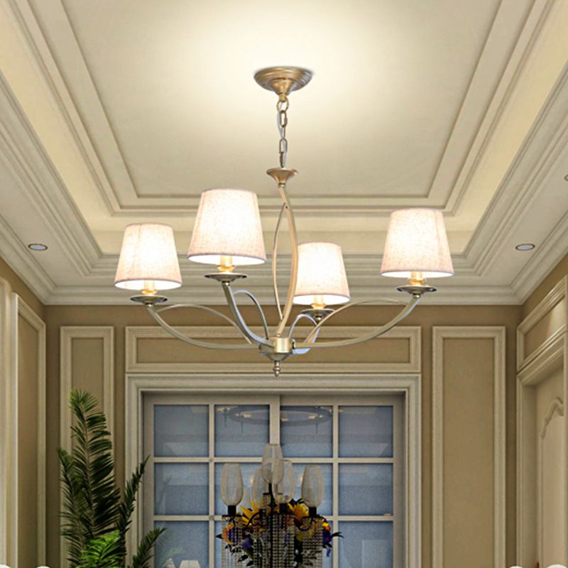 Swooping arm Metallic Kroonluchter verlichting Traditionele stijl 4/6/8 Hoofdkoppen Gekastkamer Suspensie Lamp in Wit/Green