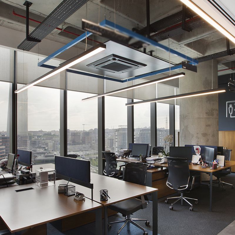 Schwarz Aluminium Island Leuchte Moderne 1-Licht-Büro-Hanglampe mit Plastikschatten