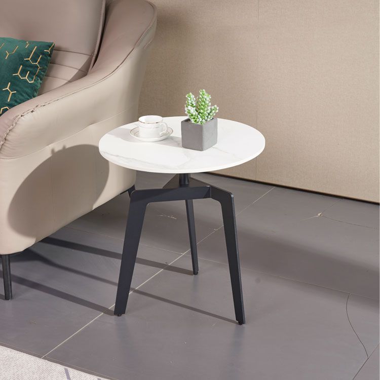 21.65" /23.62" Tall Steel 3 Legs End Table Modern Round Slate Top Side Table