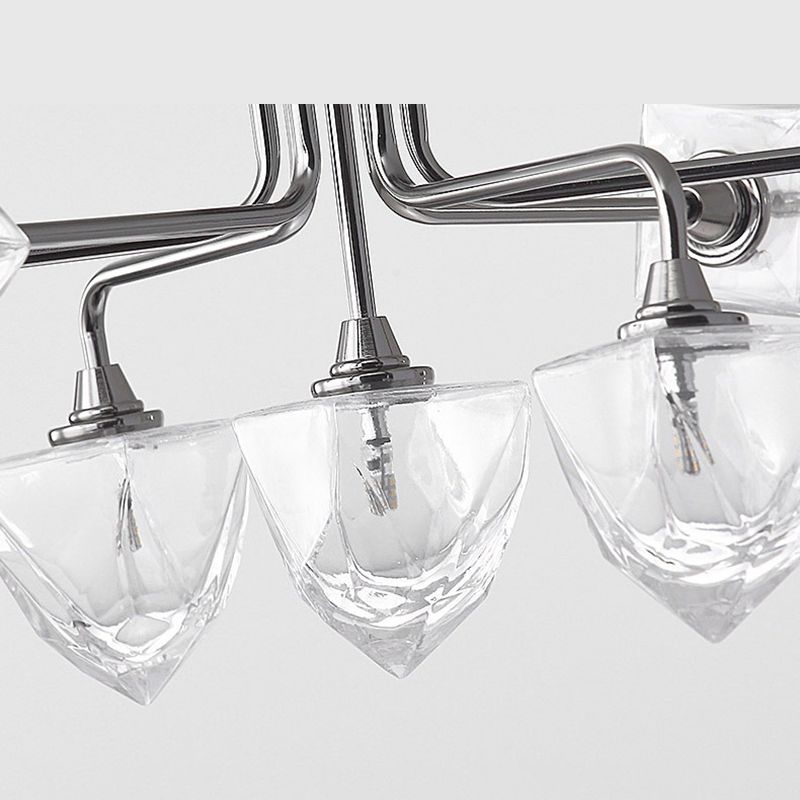 Modern Metal Hanging Chandelier Light Glass Shade Ceiling Chandelier in Sliver for Living Room