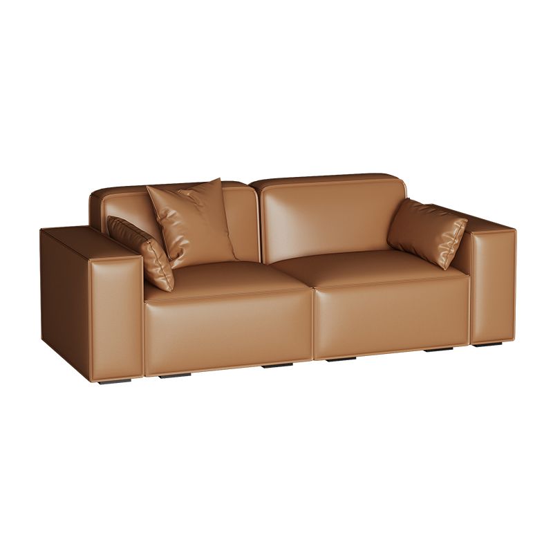 Faux Leather Modern Standard Sofa 37"W Square Arm Sofa  Sofa  Living Room