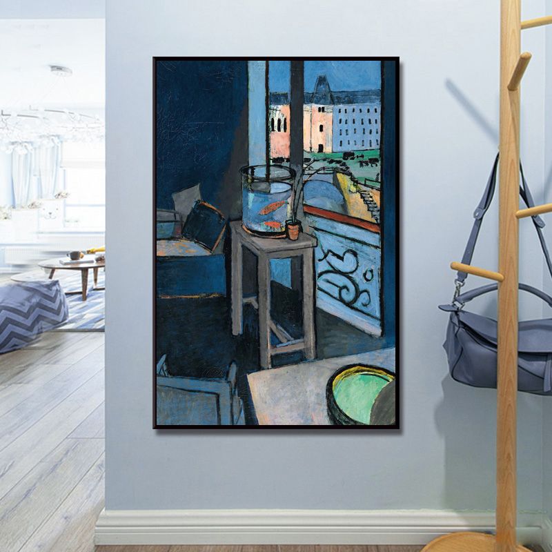 Canvas Blue Painting Fauvism Henri Matisse Interior with A Goldfish Bowl Wall Art Print for Bedroom