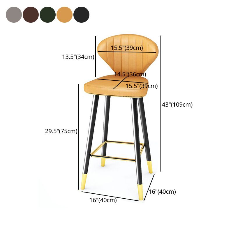 Scandinavian Swivel Leather Counter Stools Black Low Back Bar Stools with Footrest