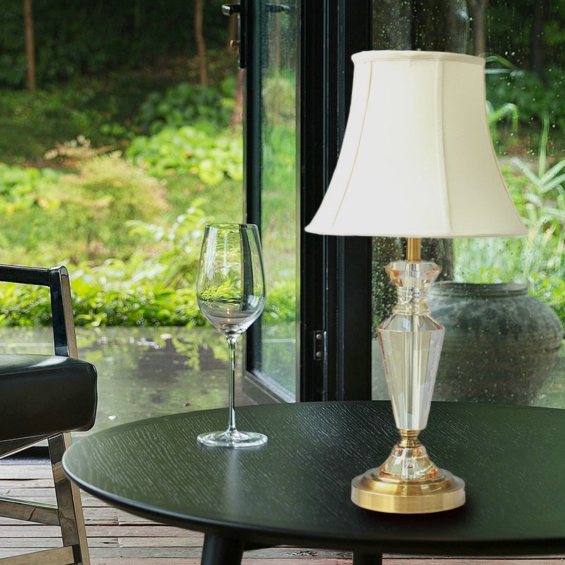 Illuminazione da tavolo in cristallo con campana a pannello Lampada da notte contemporanea in oro a 1 lampadina con piedistallo rotondo