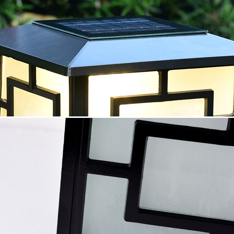 LED Contemporary Metal Pillar Lamp Square Shape Outdoor Waterproof Light