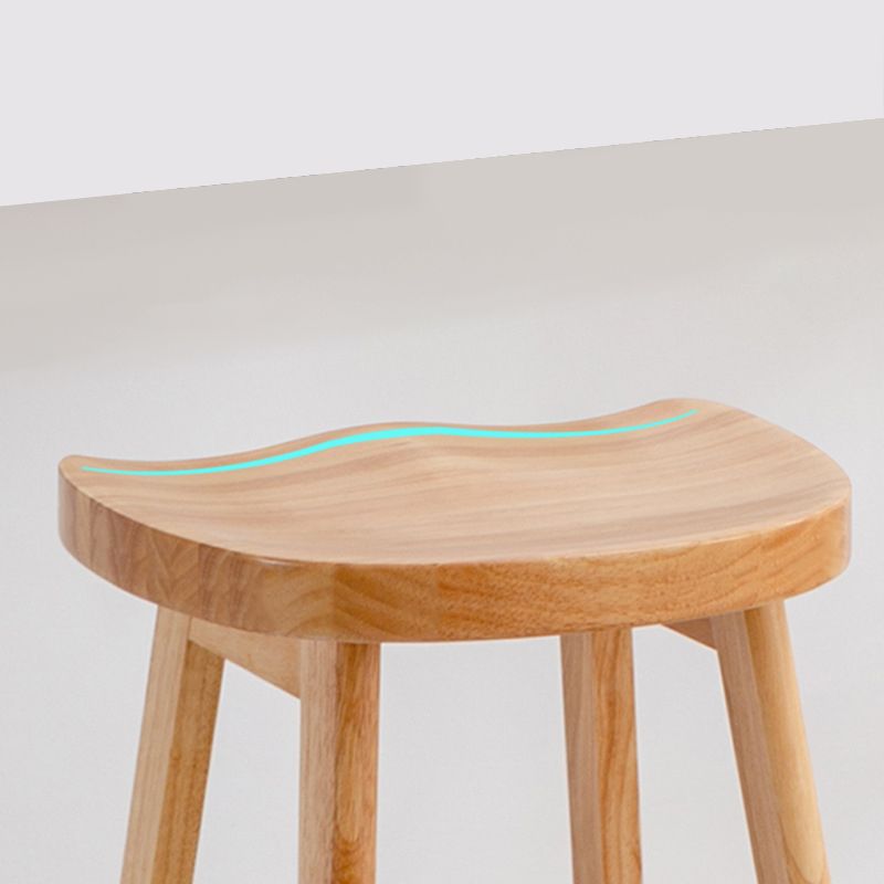 Contemporary Solid Wood Barstools Saddle Seat Bar Stools with Footrest