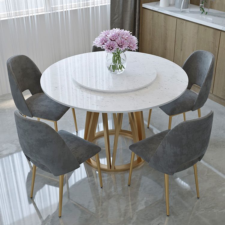 Glam 1/2/6/7 Pieces Dining Set Round Stone Dining Table for Dining Room