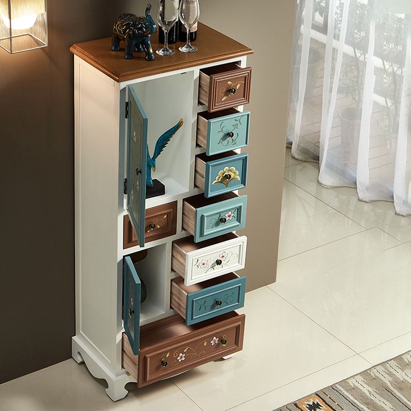 Industrial Accent Cabinet with 8 Drawers and 2 Doors in Solid Wood