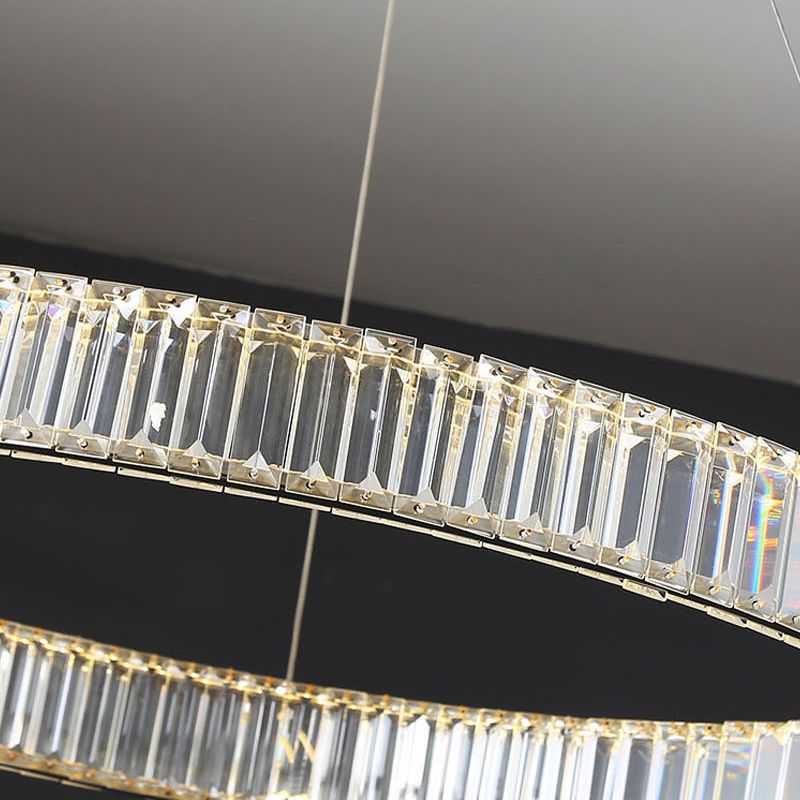 Circle Chandelier Lighting Fixture Minimalist LED Crystal Pendant Lighting Fixture