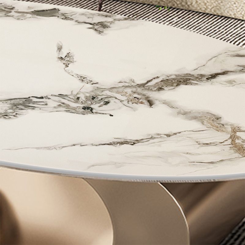 16.1" H Irregular Metal Base Round Slate Coffee Table For Living Room