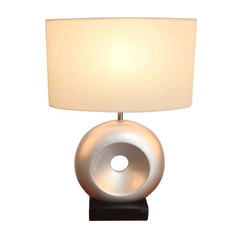 Resin zilver/zwarte tafel lichtcirkel 1 bol overgangs nachtkastje licht met rechthoek/trommelstoffabricages