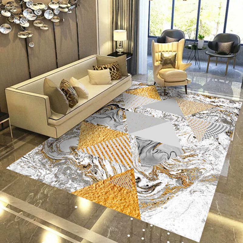 Creative Marble Print Rug Trendy Abstract Carpet Polyester Non-Slip Backing Rug for Living Room