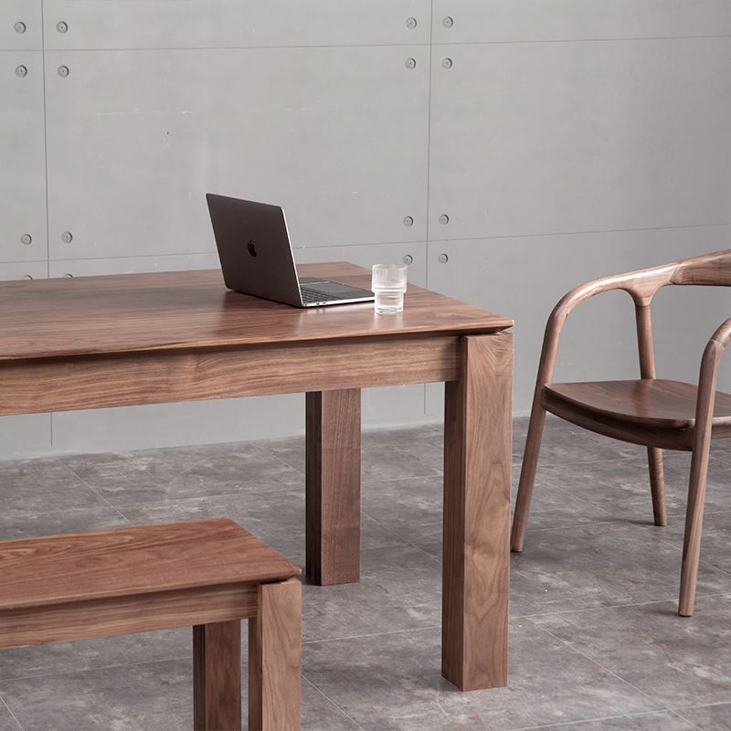 Rechteck brauner Ton Esstisch Massivholz Tisch minimalistisch mit 4 Beinen