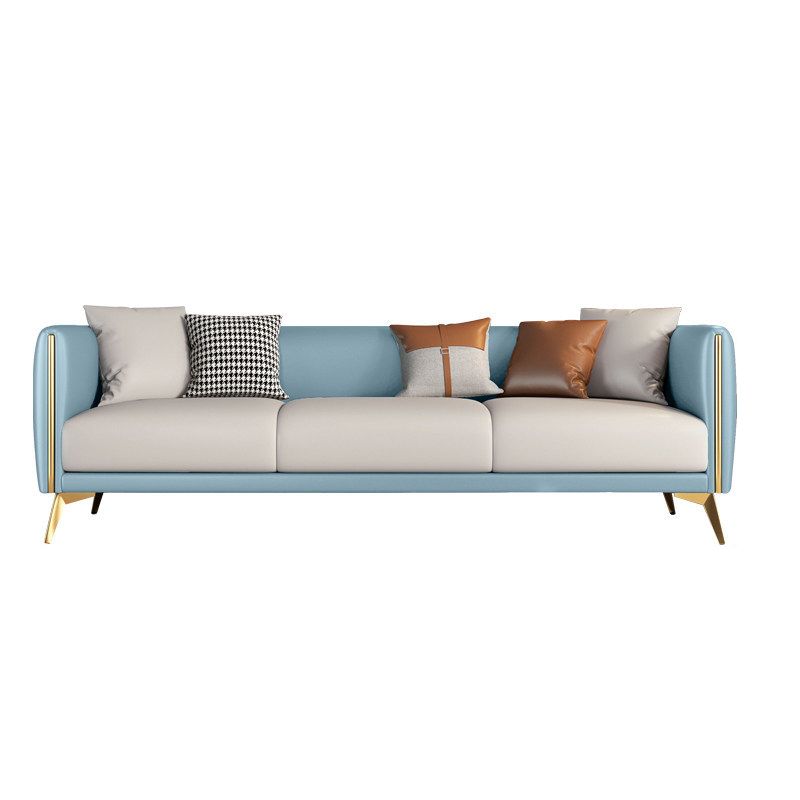 Faux Leather Sofa 80.31" W x 29.52" D x 25.98" H Tuxedo Arm Sofa for Living Room