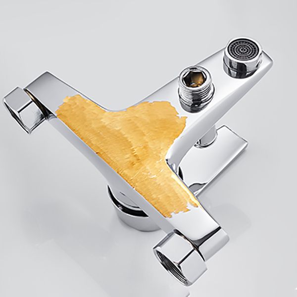 Contemporary Wall Mounted Bathroom Faucet Lever Handles 2 Hole Faucets Brass Faucet