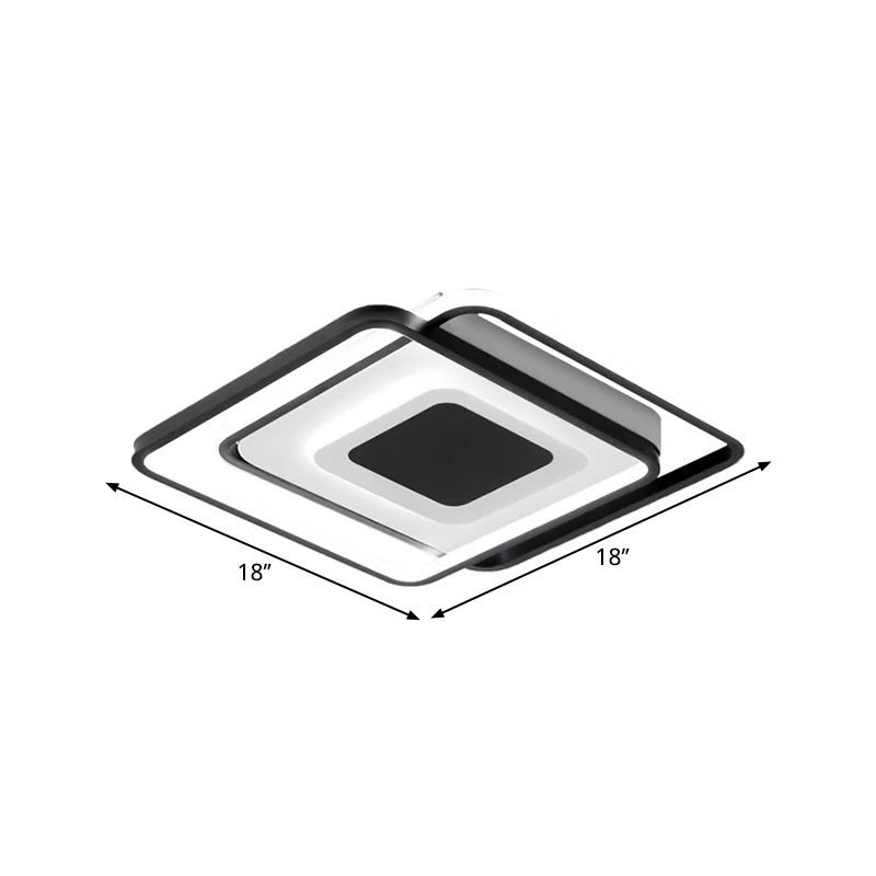 Black Overlapping Flush Light Minimalism LED Metallic Flush Mount Fixture, 18"/21.5" Width