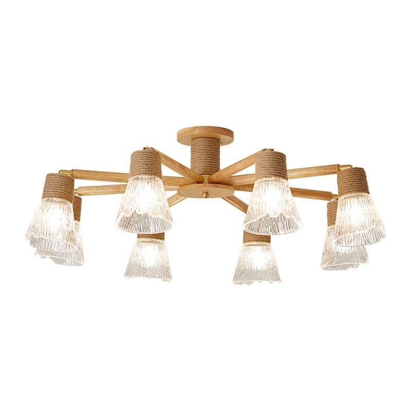 Bell Shape Glass Flush Mount Light Modern Style Multi Lights Ceiling Mount Light in Brown