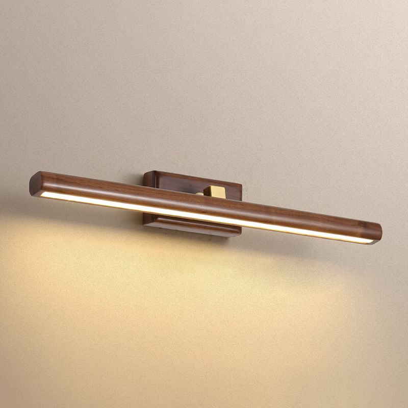 Wood Linear Wall Sconce Modern 1 Light Mirror Wall Mount Light Fixture